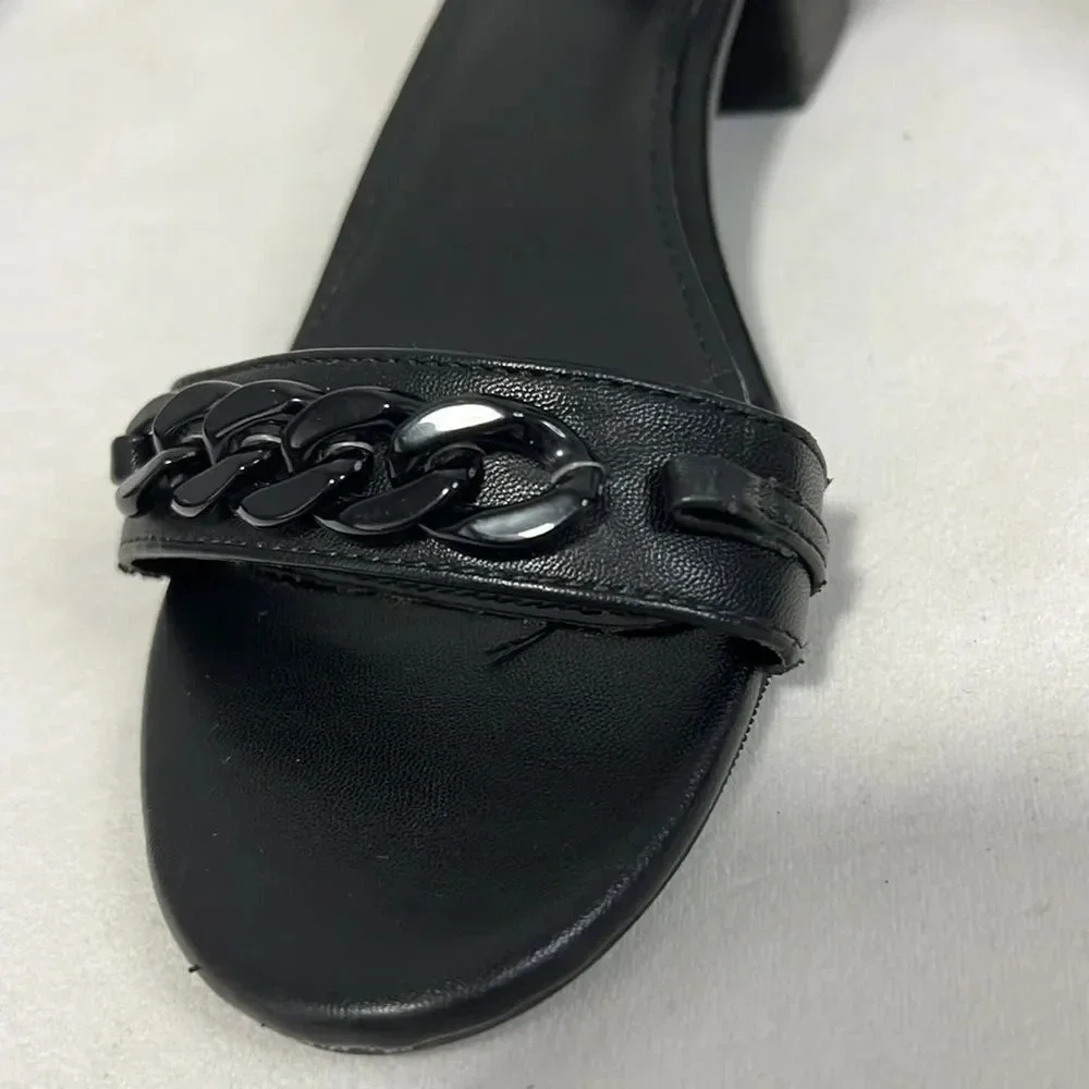 Steve Madden || Black Faux Leather Flats  Dressy Ankle Strap Shoes Girls size 5